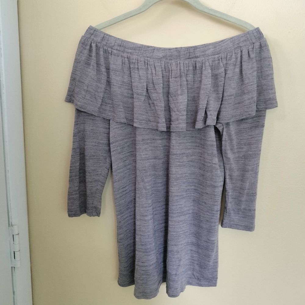Dolan Anthropologie Charla off  shoulder purple gray ruffle Modal Top S Boho